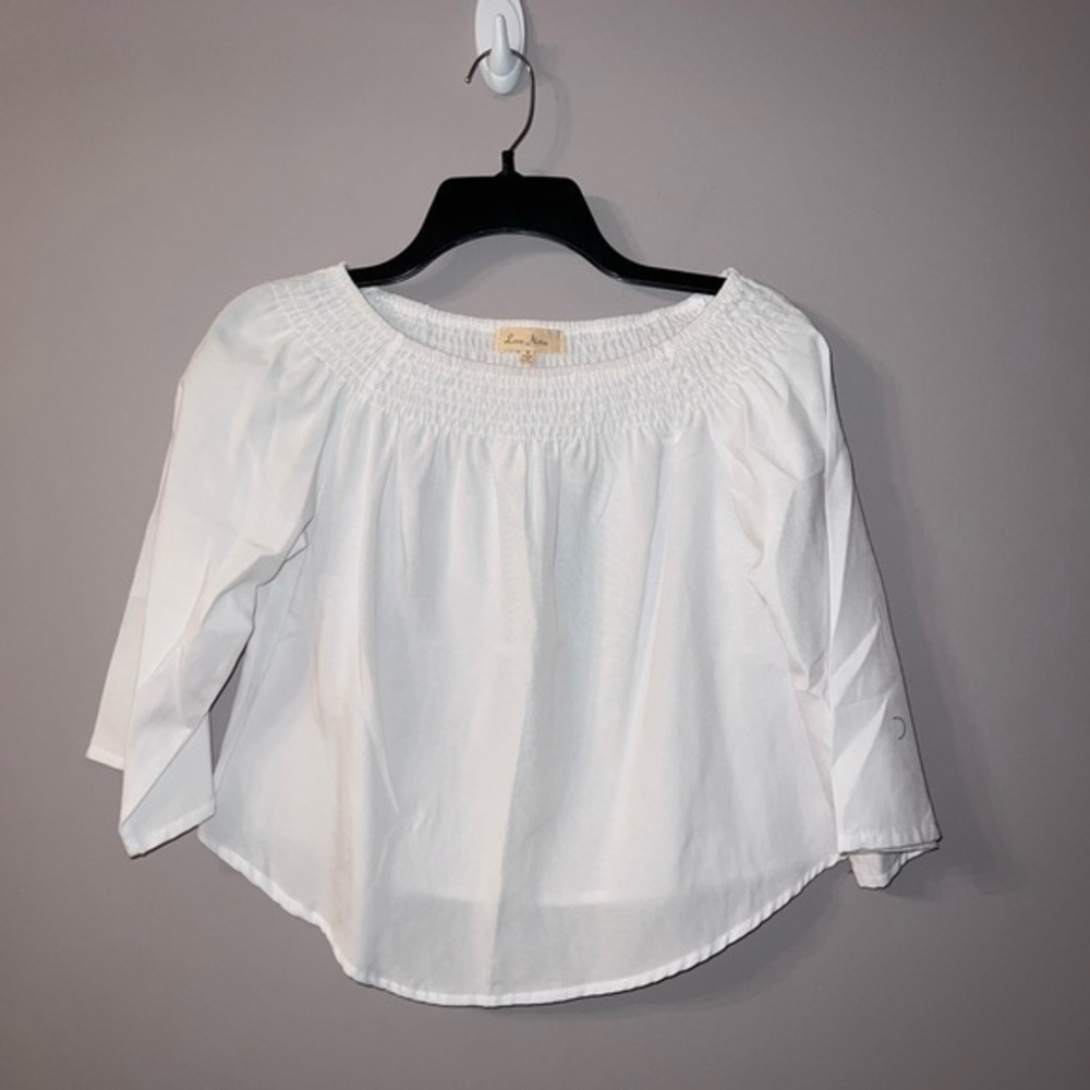 White off the shoulder Love notes blouse small